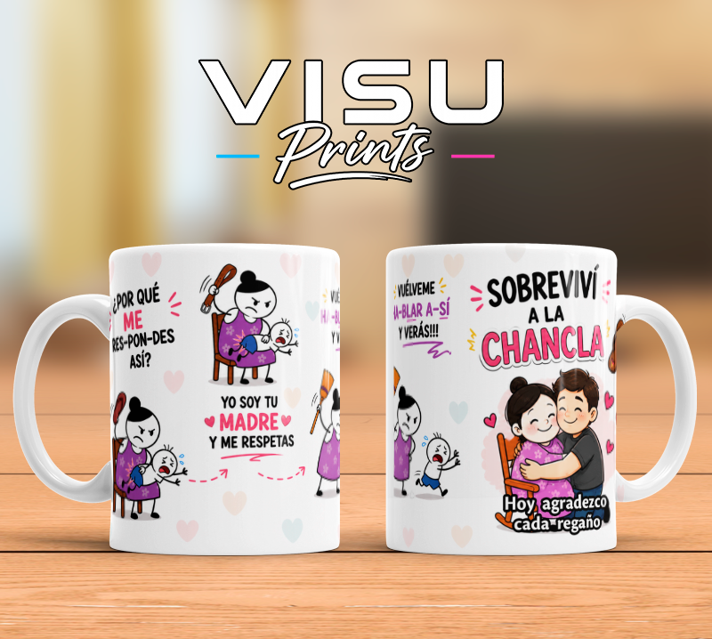 Taza “Sobreviví a la Chancla” 👩‍👦🩴☕